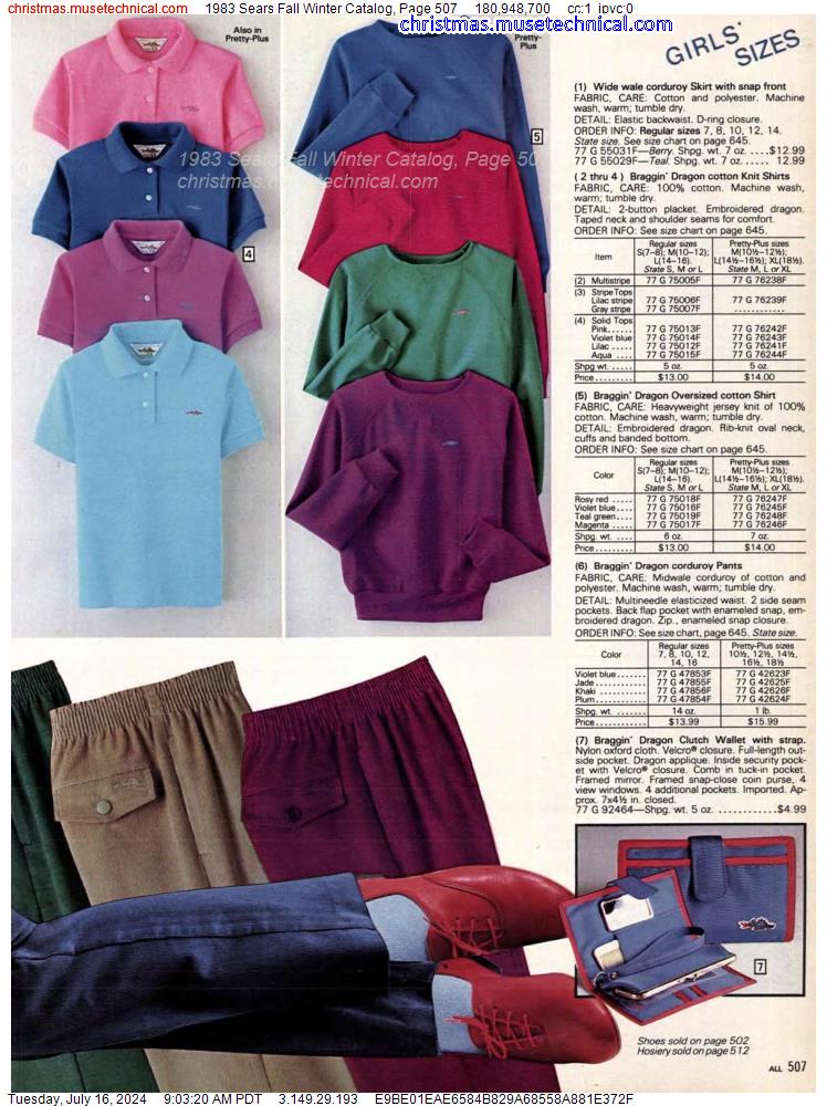 1983 Sears Fall Winter Catalog, Page 507
