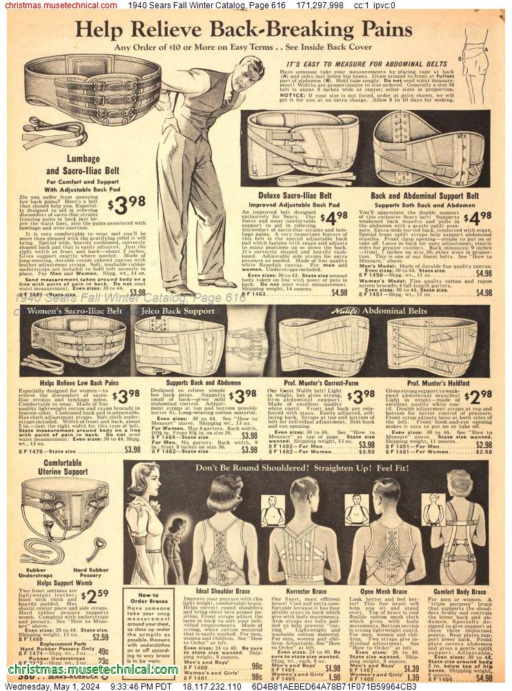 1940 Sears Fall Winter Catalog, Page 616