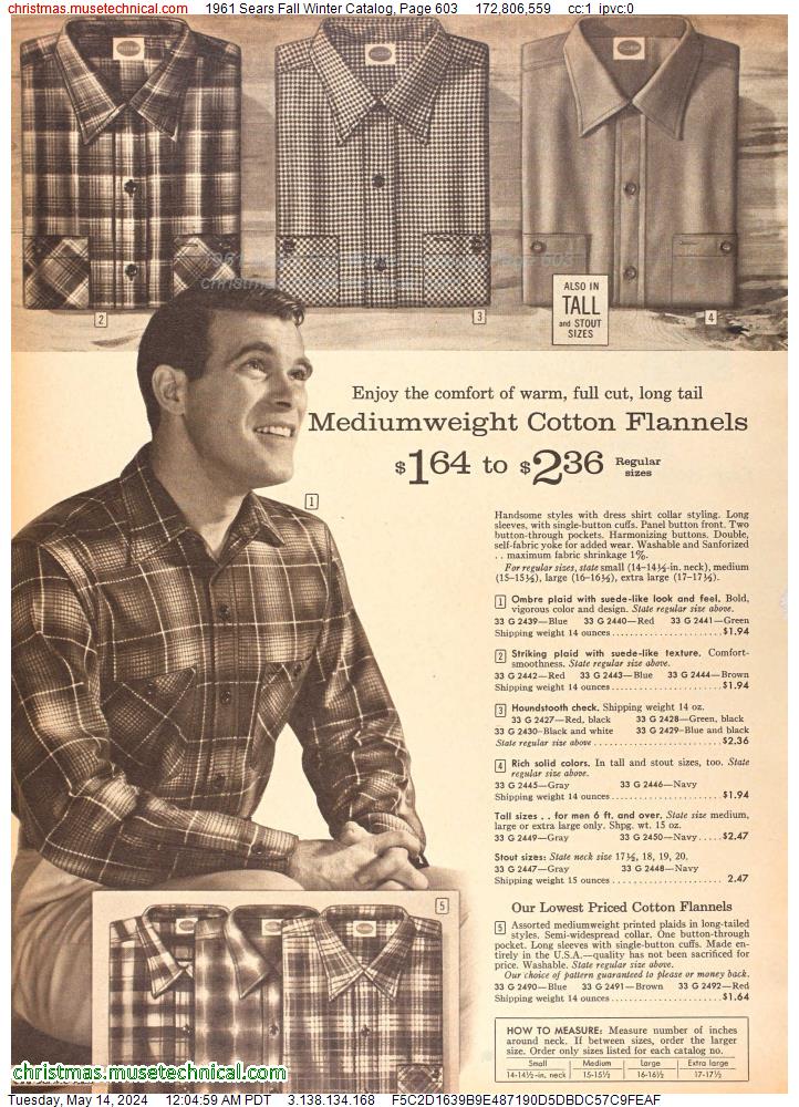 1961 Sears Fall Winter Catalog, Page 603
