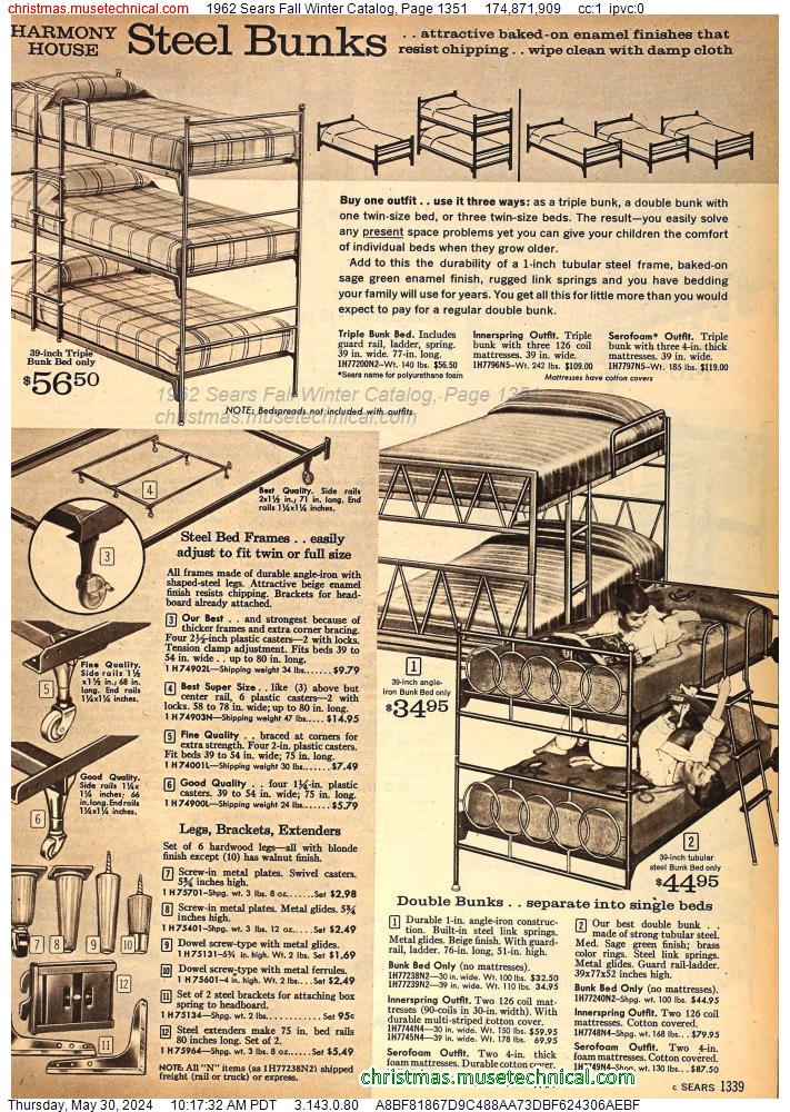 1962 Sears Fall Winter Catalog, Page 1351