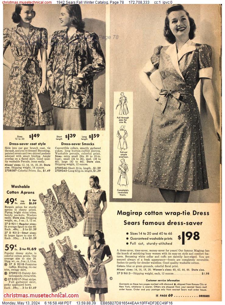 1942 Sears Fall Winter Catalog, Page 78