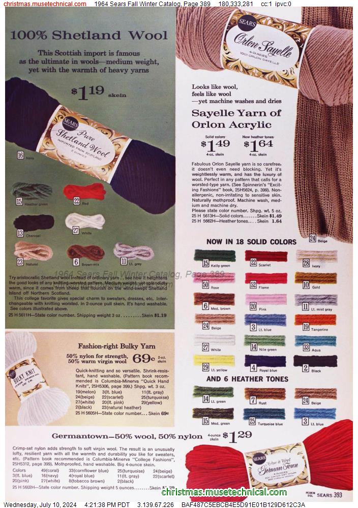 1964 Sears Fall Winter Catalog, Page 389