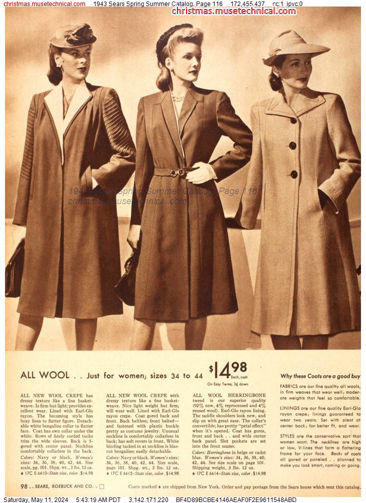 1943 Sears Spring Summer Catalog, Page 116