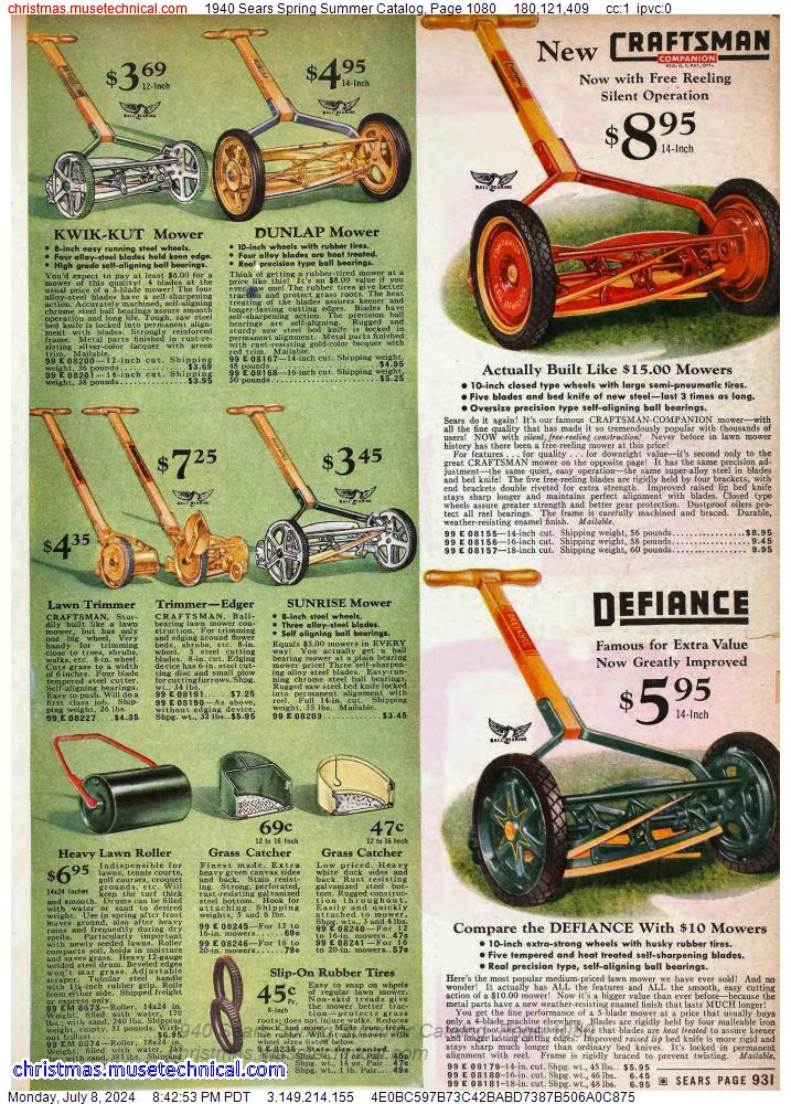 1940 Sears Spring Summer Catalog, Page 1080