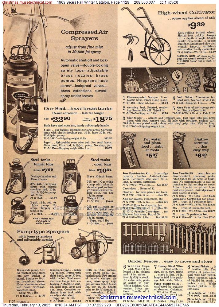 1963 Sears Fall Winter Catalog, Page 1129