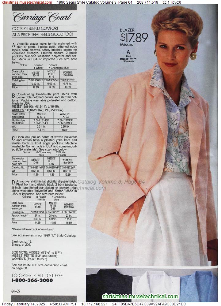 1990 Sears Style Catalog Volume 3, Page 64