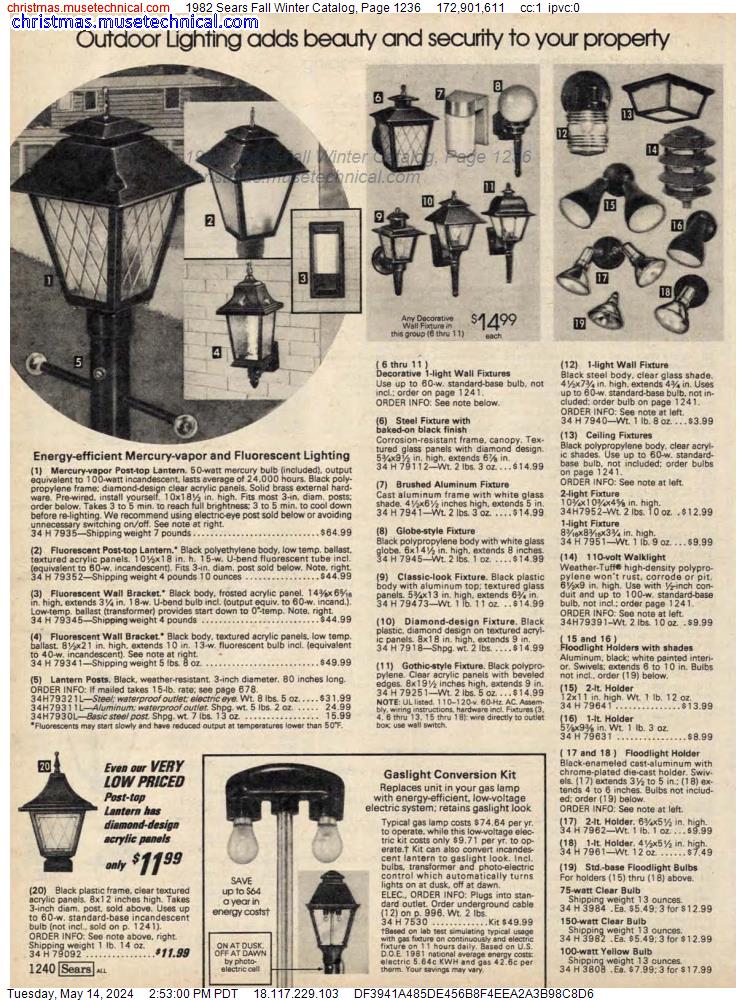 1982 Sears Fall Winter Catalog, Page 1236