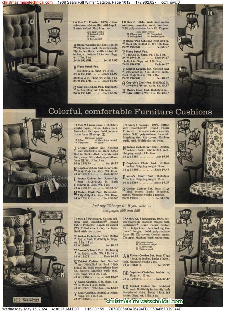 1968 Sears Fall Winter Catalog, Page 1012