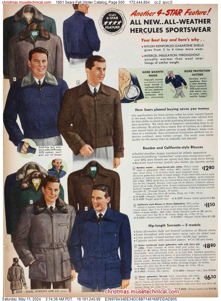 1951 Sears Fall Winter Catalog, Page 500