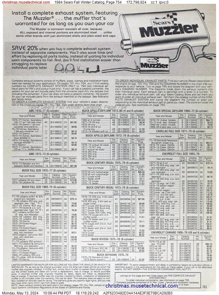 1984 Sears Fall Winter Catalog, Page 754