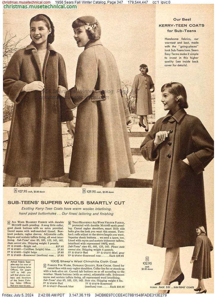 1956 Sears Fall Winter Catalog, Page 347