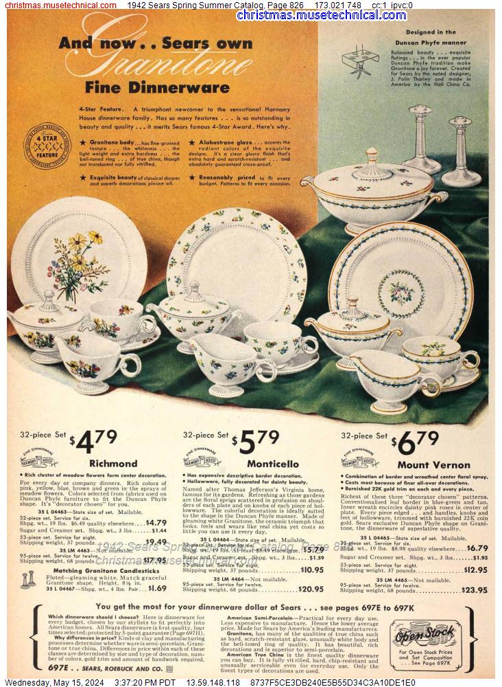 1942 Sears Spring Summer Catalog, Page 826