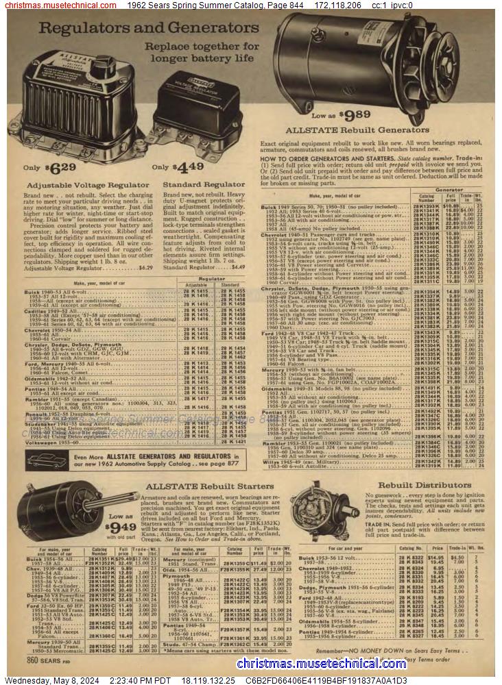 1962 Sears Spring Summer Catalog, Page 844
