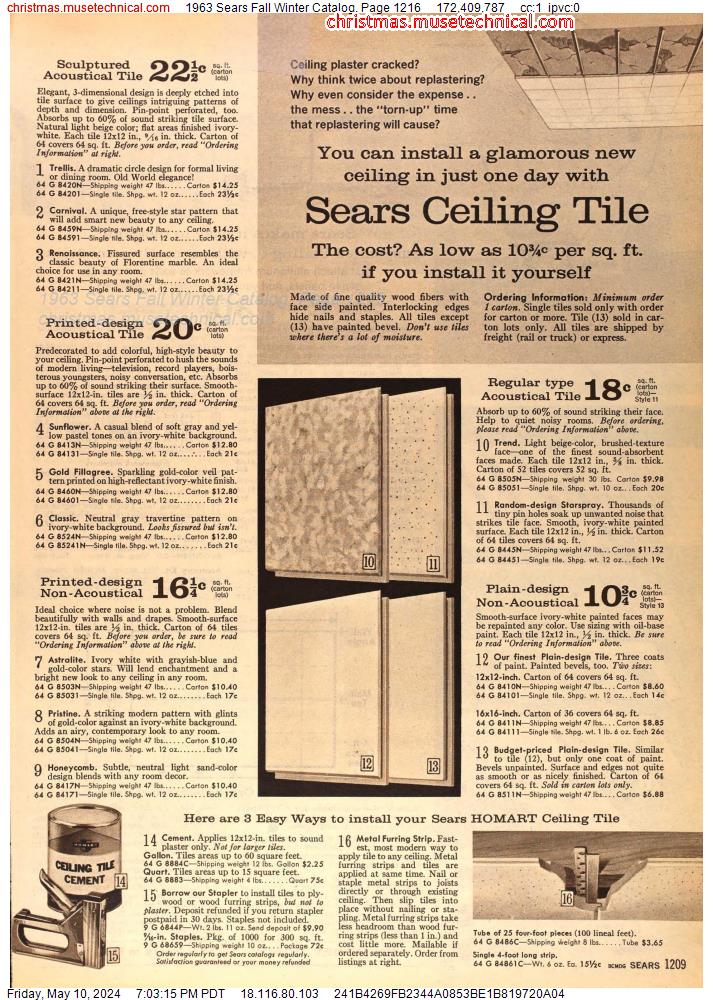 1963 Sears Fall Winter Catalog, Page 1216