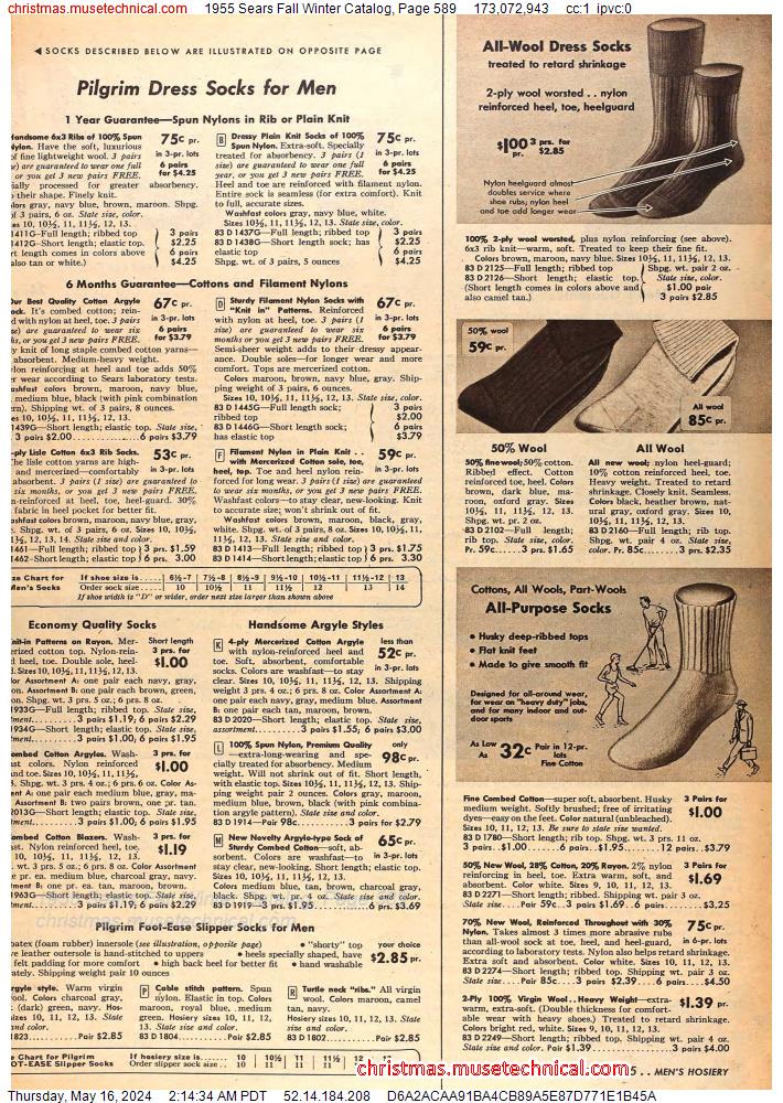 1955 Sears Fall Winter Catalog, Page 589