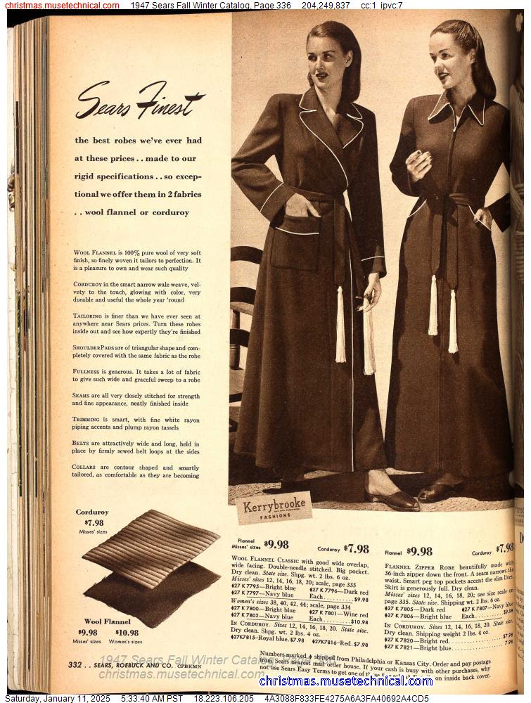 1947 Sears Fall Winter Catalog, Page 336