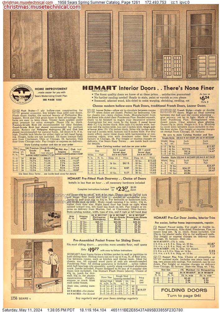 1958 Sears Spring Summer Catalog, Page 1261