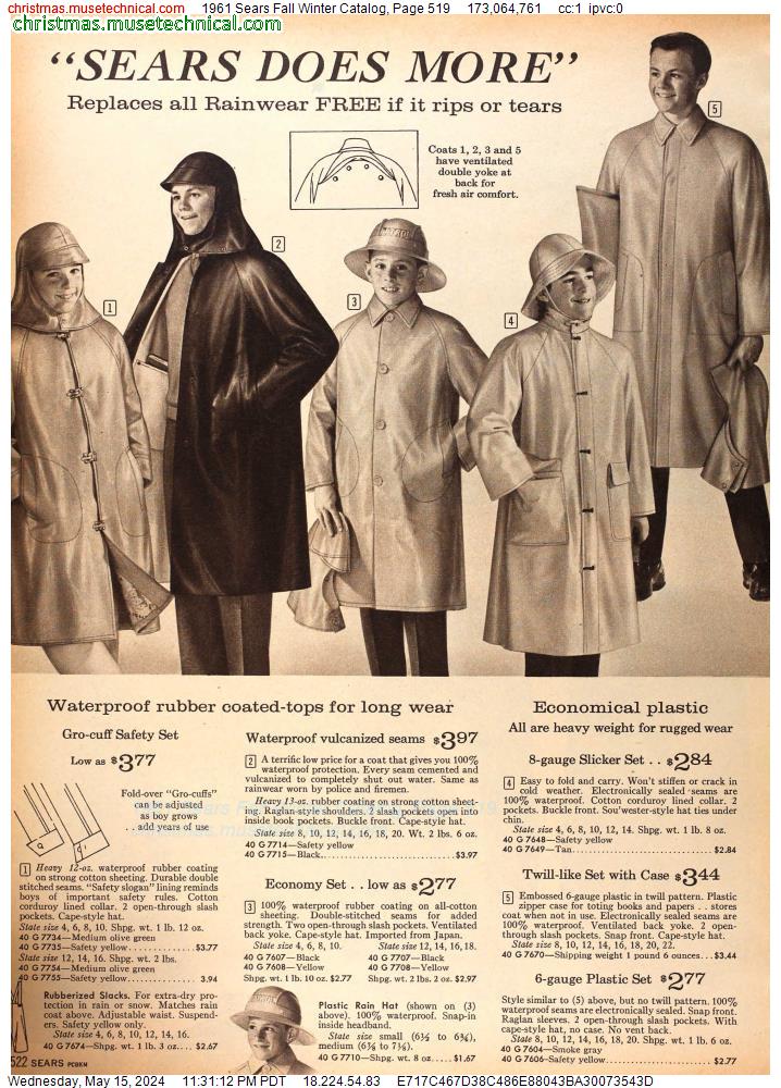 1961 Sears Fall Winter Catalog, Page 519