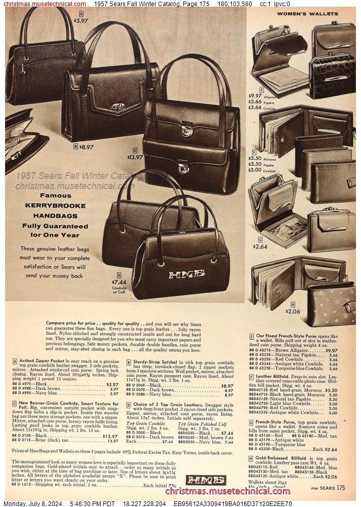 1957 Sears Fall Winter Catalog, Page 175