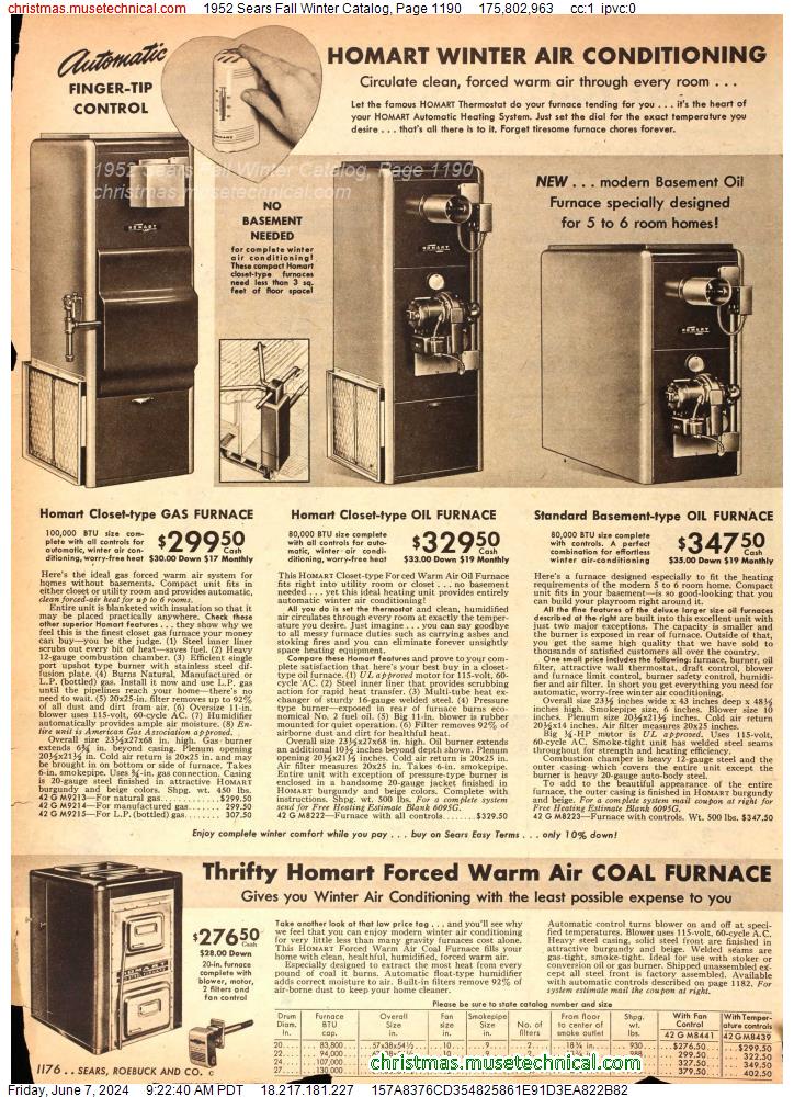 1952 Sears Fall Winter Catalog, Page 1190