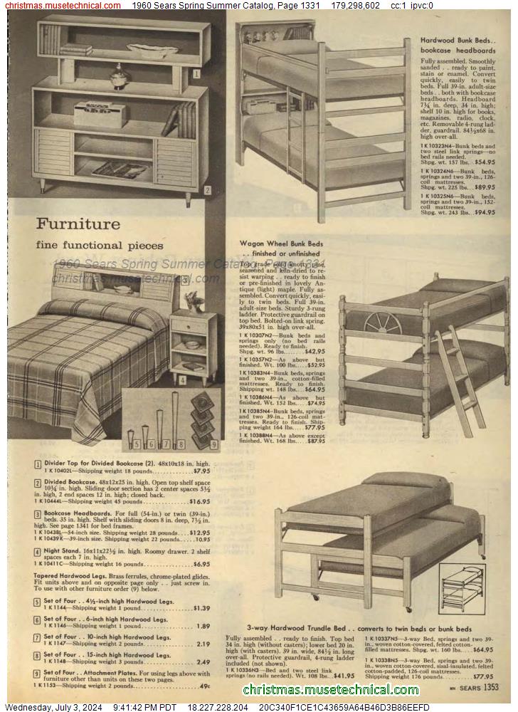 1960 Sears Spring Summer Catalog, Page 1331