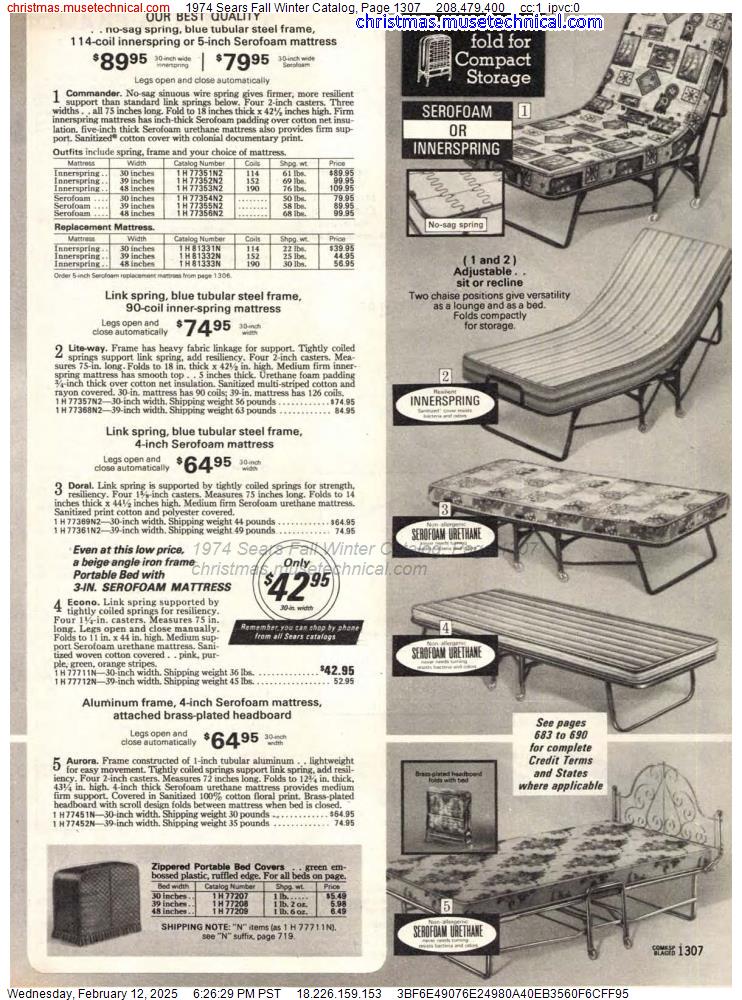 1974 Sears Fall Winter Catalog, Page 1307