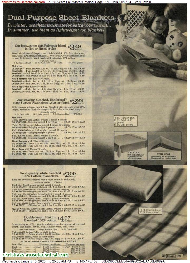 1968 Sears Fall Winter Catalog, Page 999