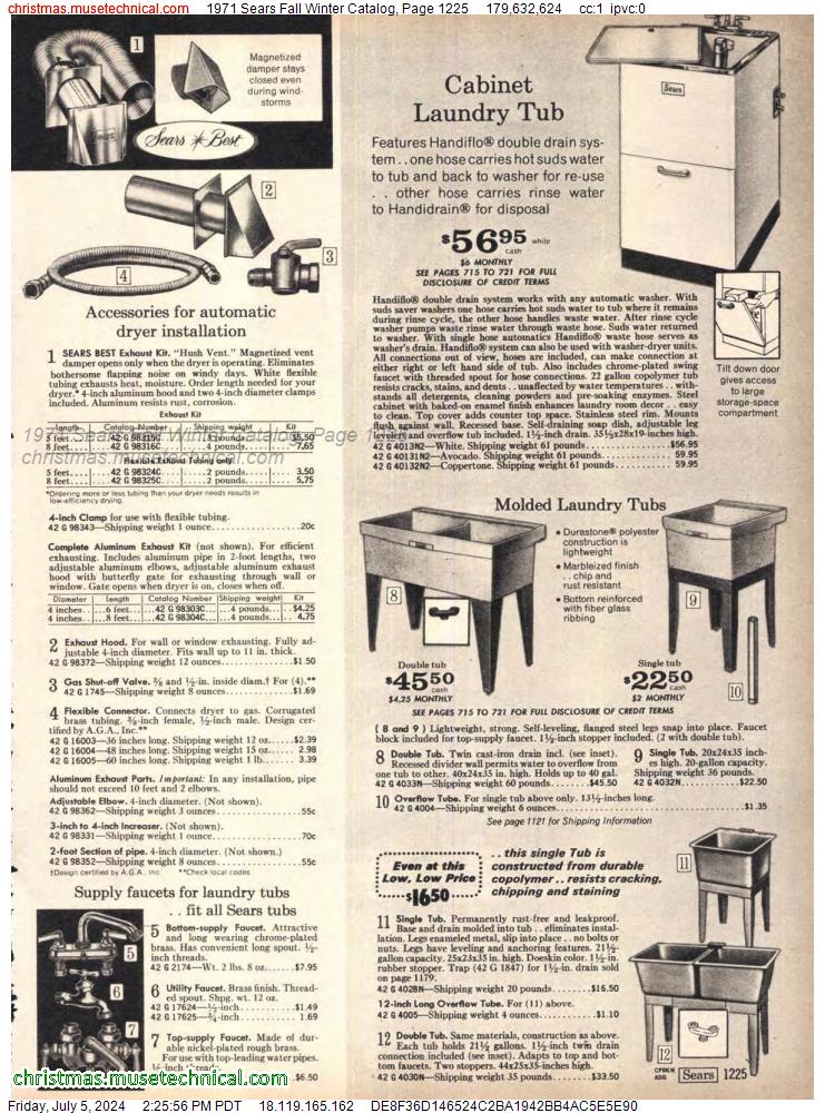 1971 Sears Fall Winter Catalog, Page 1225