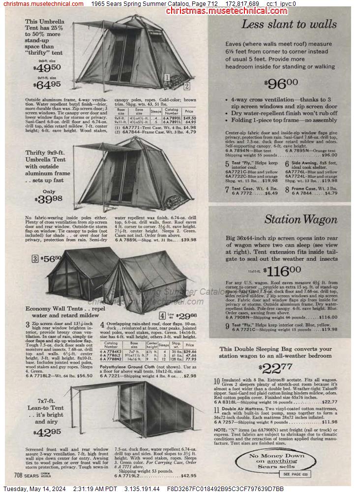 1965 Sears Spring Summer Catalog, Page 712