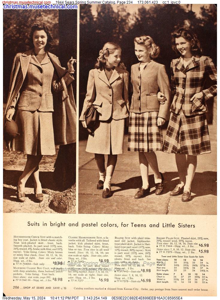 1944 Sears Spring Summer Catalog, Page 234