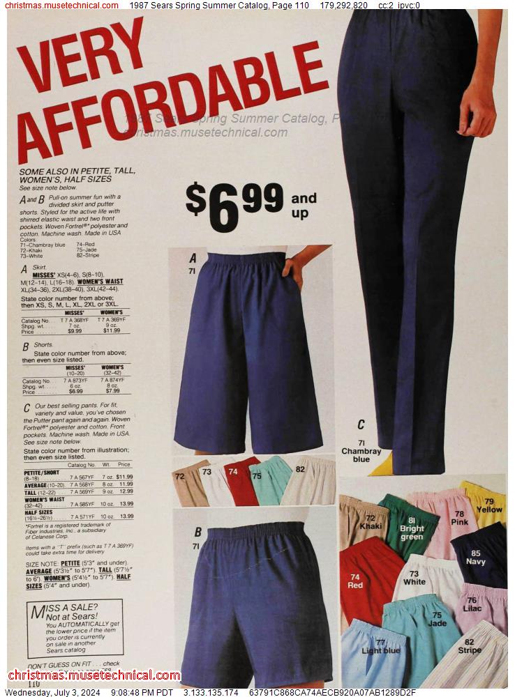 1987 Sears Spring Summer Catalog, Page 110