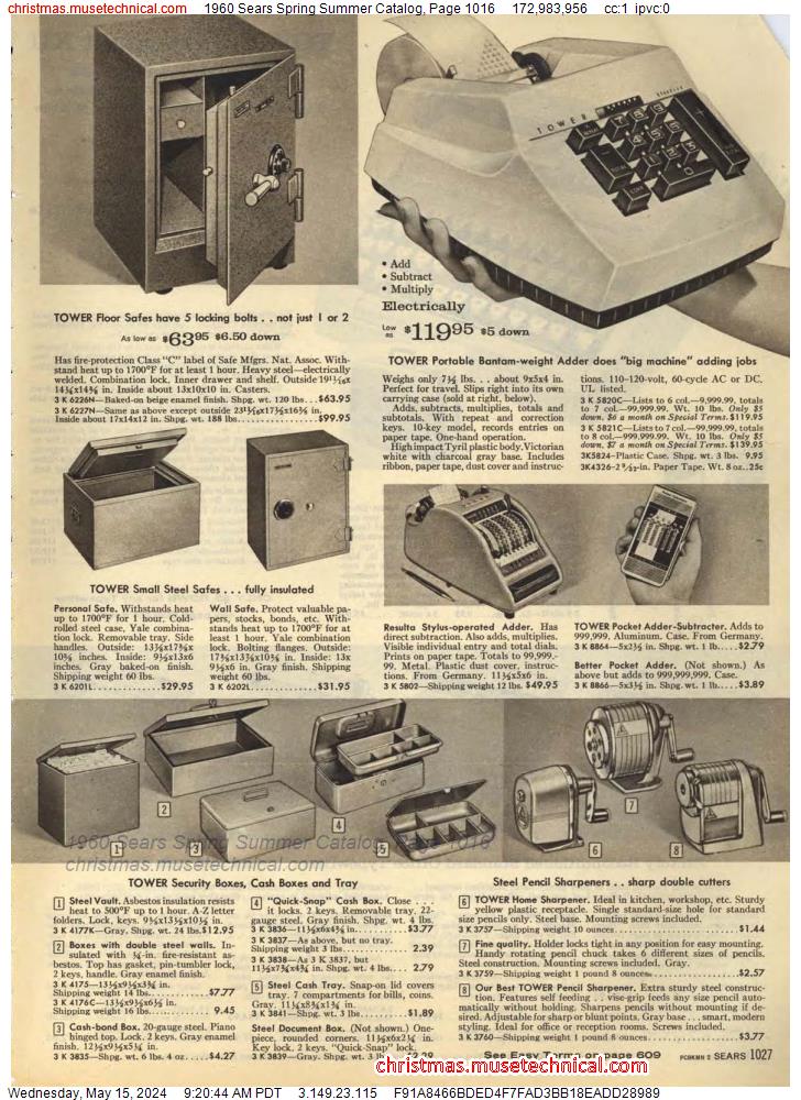 1960 Sears Spring Summer Catalog, Page 1016
