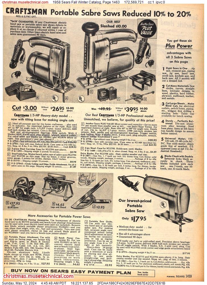 1958 Sears Fall Winter Catalog, Page 1463