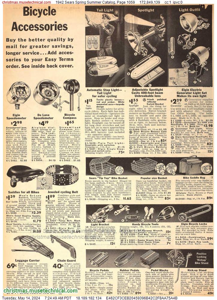 1942 Sears Spring Summer Catalog, Page 1059
