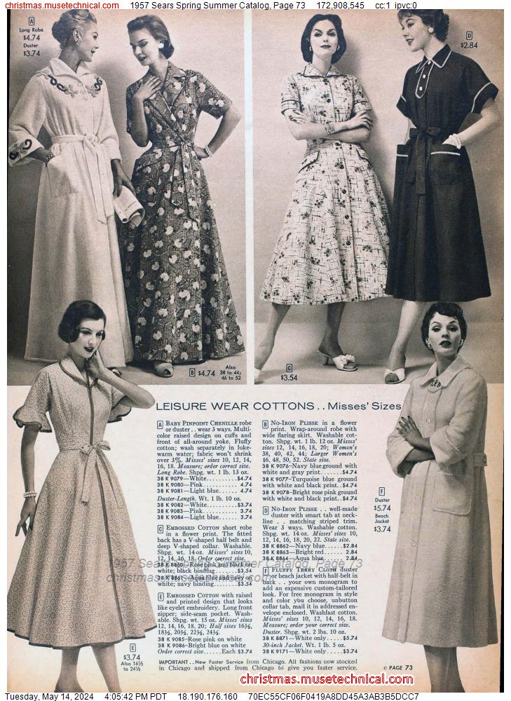 1957 Sears Spring Summer Catalog, Page 73