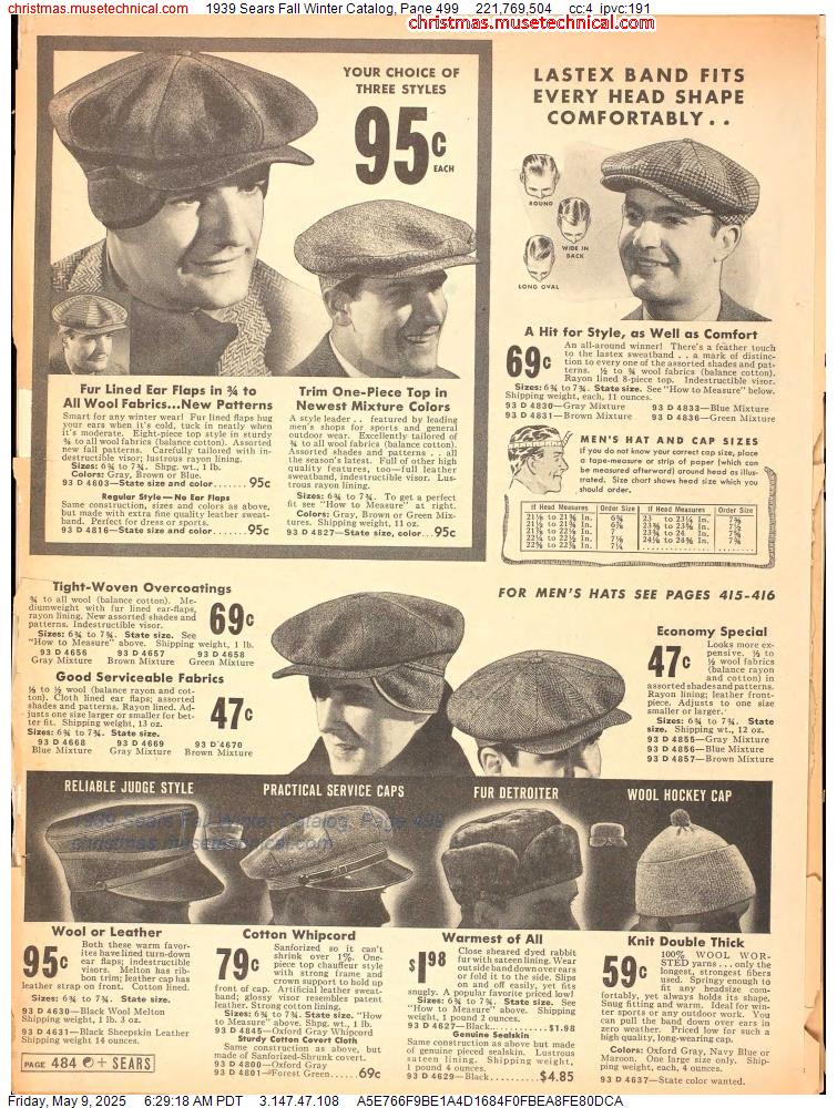 1939 Sears Fall Winter Catalog, Page 499