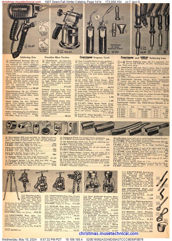1957 Sears Fall Winter Catalog, Page 1414