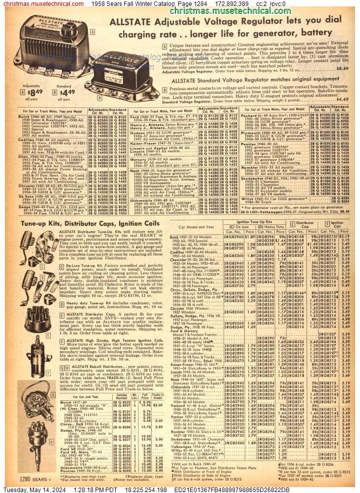 1958 Sears Fall Winter Catalog, Page 1284
