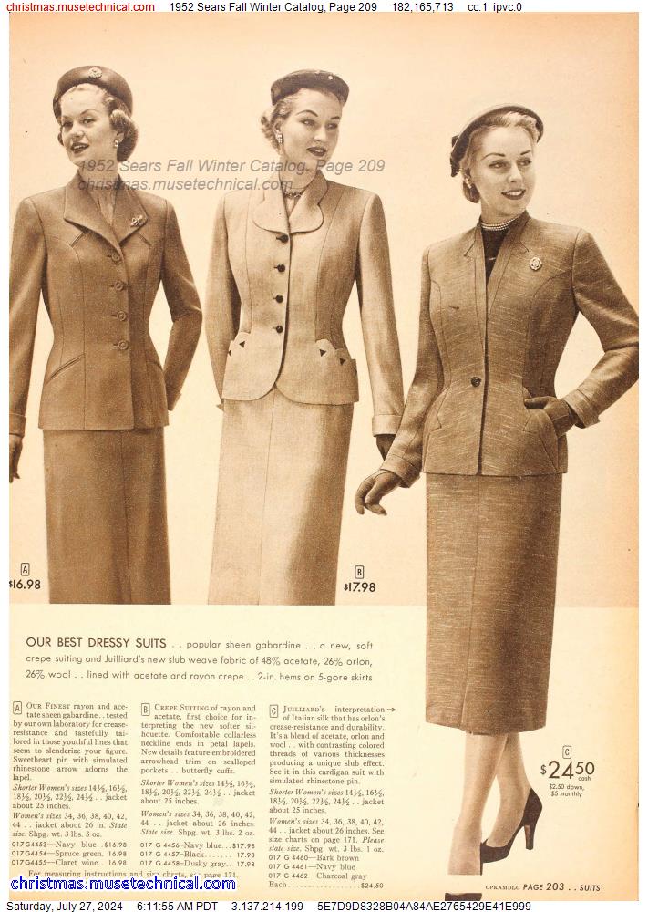 1952 Sears Fall Winter Catalog, Page 209