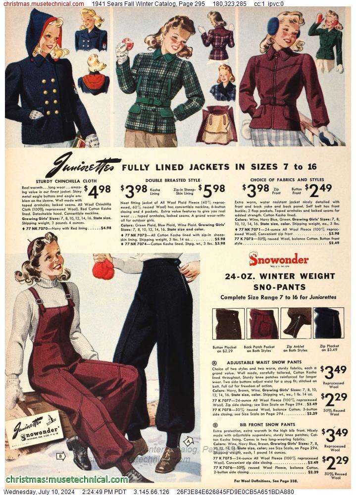 1941 Sears Fall Winter Catalog, Page 295