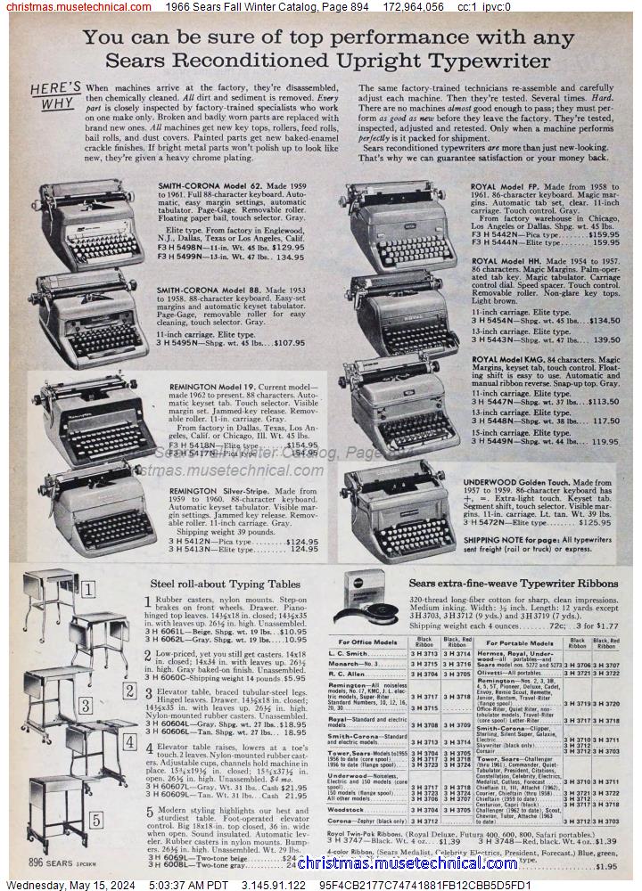 1966 Sears Fall Winter Catalog, Page 894