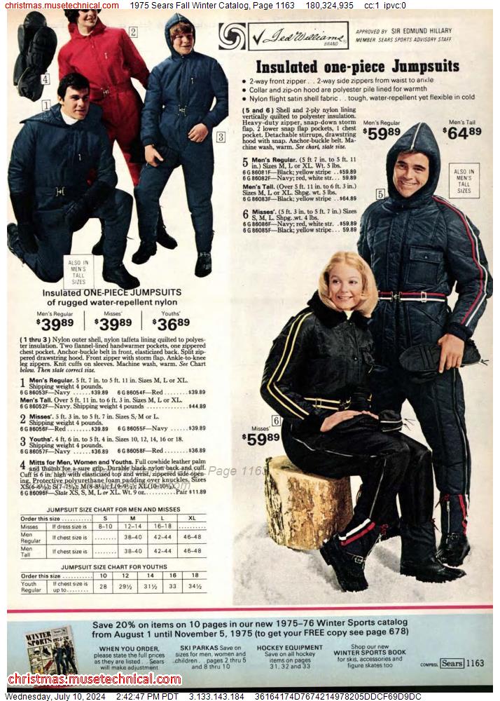 1975 Sears Fall Winter Catalog, Page 1163
