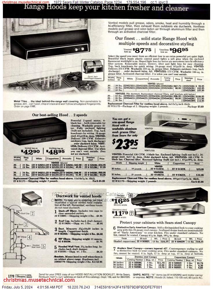 1972 Sears Fall Winter Catalog, Page 1234