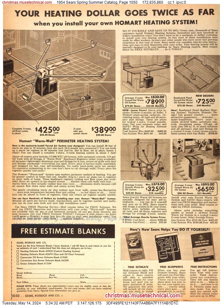 1954 Sears Spring Summer Catalog, Page 1050