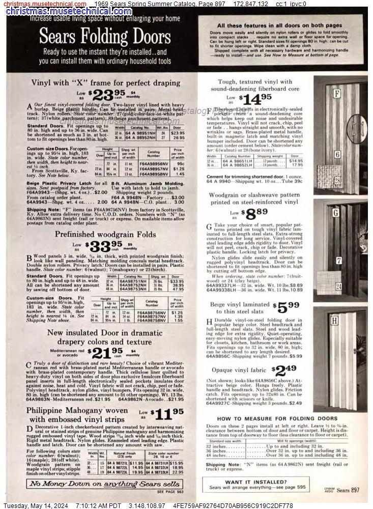 1969 Sears Spring Summer Catalog, Page 897