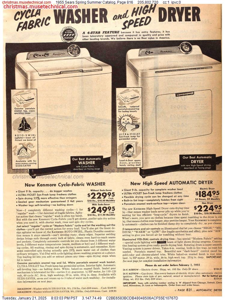 1955 Sears Spring Summer Catalog, Page 816