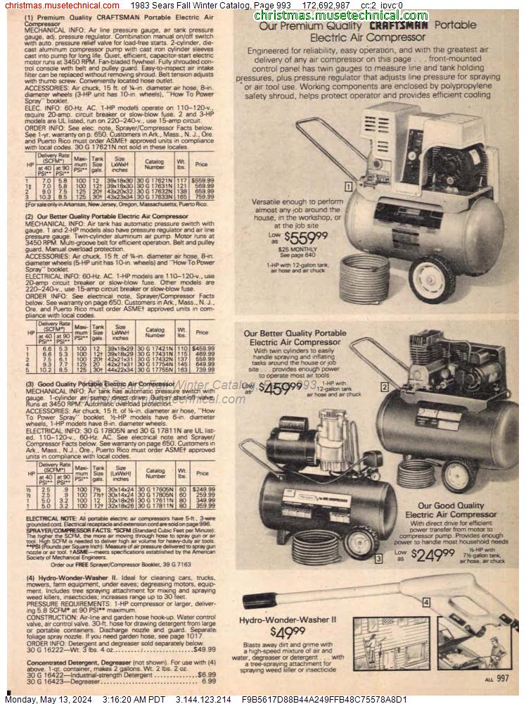 1983 Sears Fall Winter Catalog, Page 993