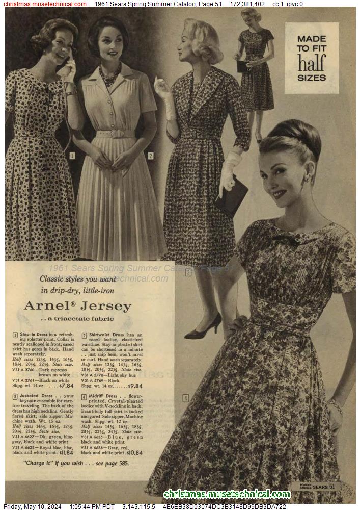 1961 Sears Spring Summer Catalog, Page 51