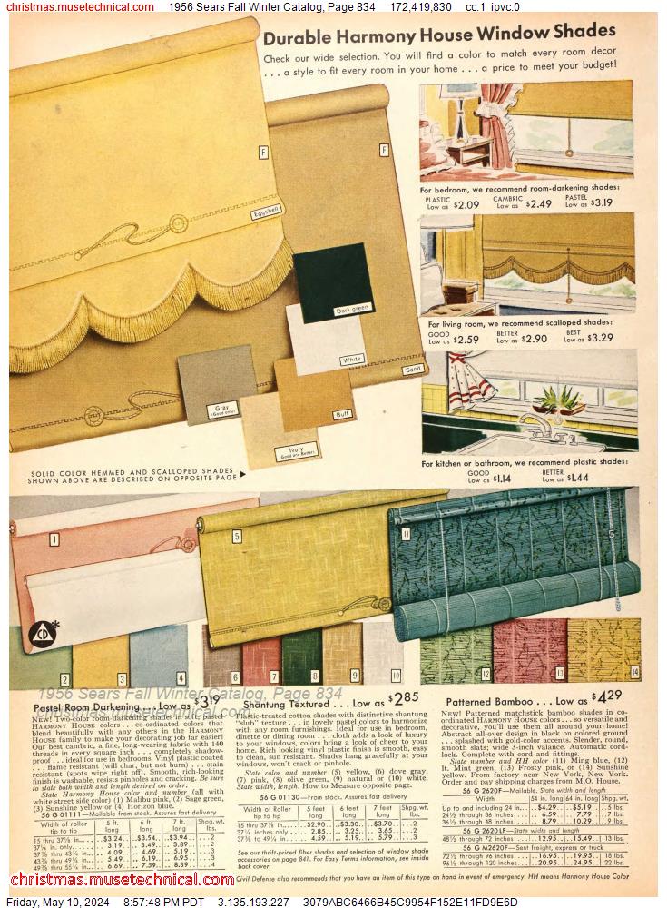 1956 Sears Fall Winter Catalog, Page 834
