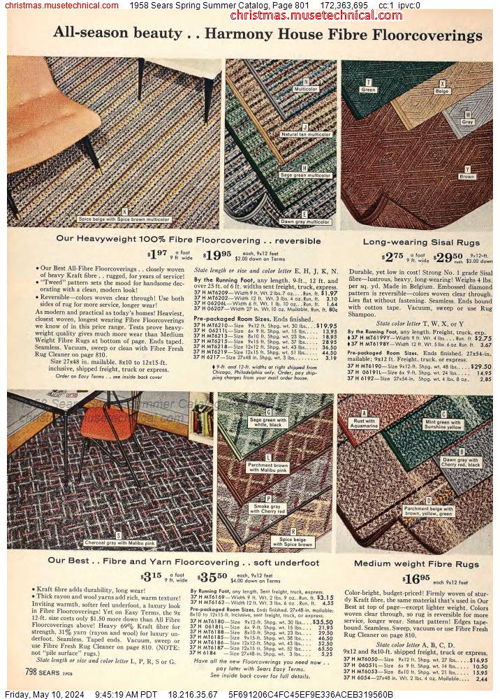 1958 Sears Spring Summer Catalog, Page 801